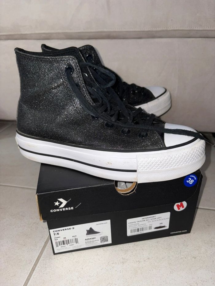 Converse plate-forme noire pailletées - photo numéro 3
