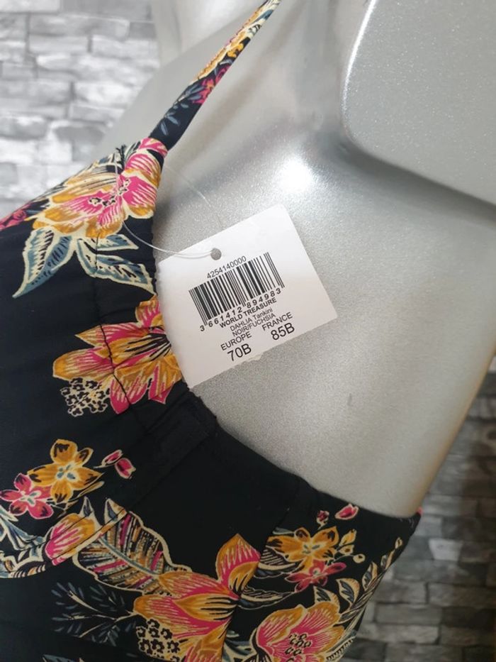 Maillot de bain Tankini noir fleuri T36/85B - photo numéro 3