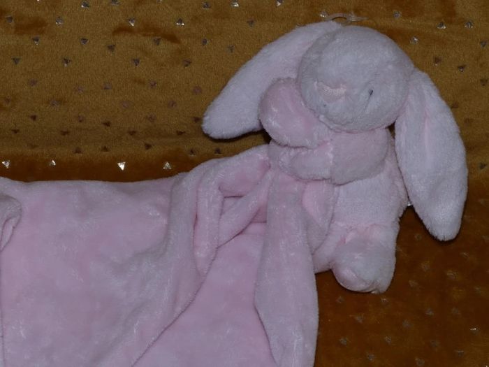 Doudou lapin couverture rose blanc jellycat 🐰Neuf - photo numéro 2