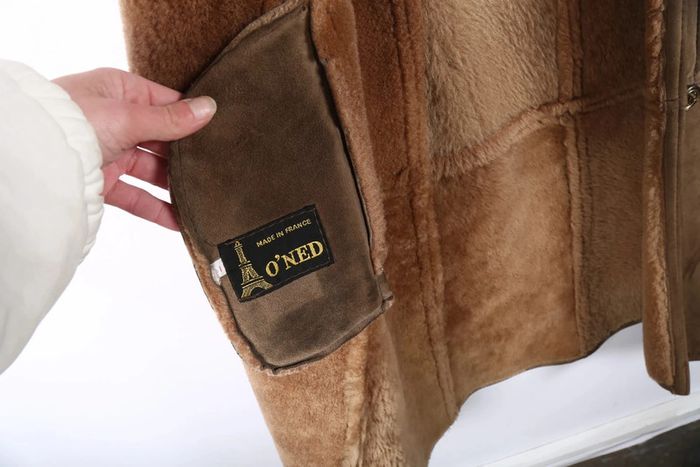 Peau lainée vintage 70's en mouton retourné shearling, cuir, daim, laine (#240708) - photo numéro 6