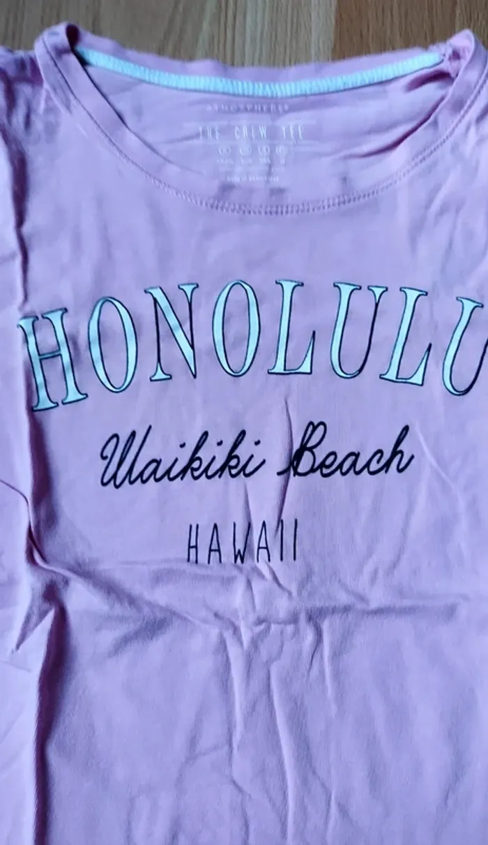 T-shirt rose Honolulu Waikiki beach Hawai - photo numéro 2