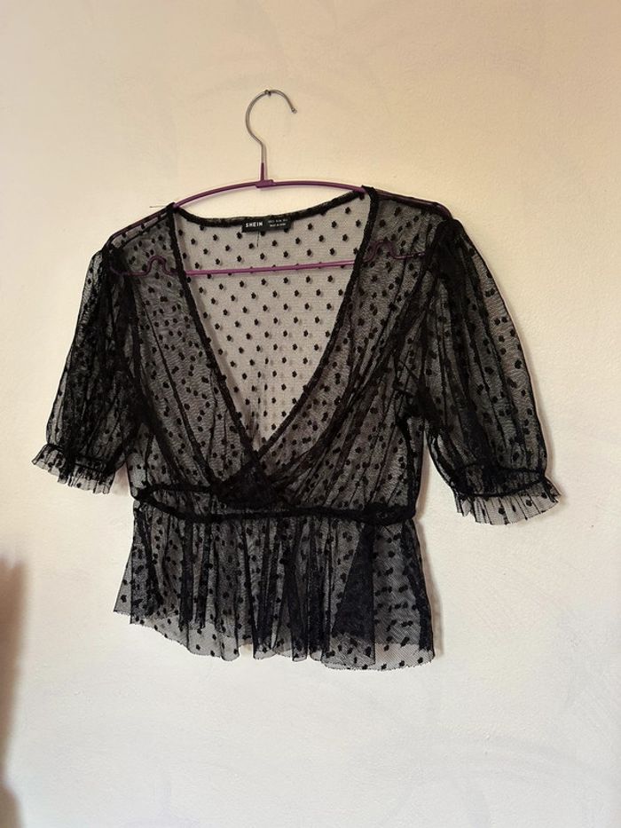 Femme 👩🏻 Blouse noir transparente shein taille 36