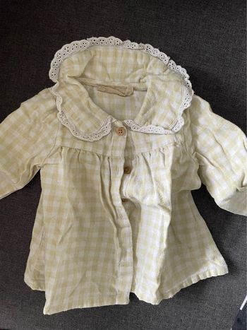 Chemise manches longues carreaux jaune et blanc Bout’Chou 6 mois