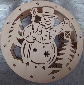 Lampe bois bonhomme de neige