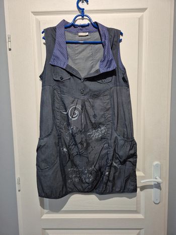 Robe boule bleue rayée et patchwork Jacqueline Riu