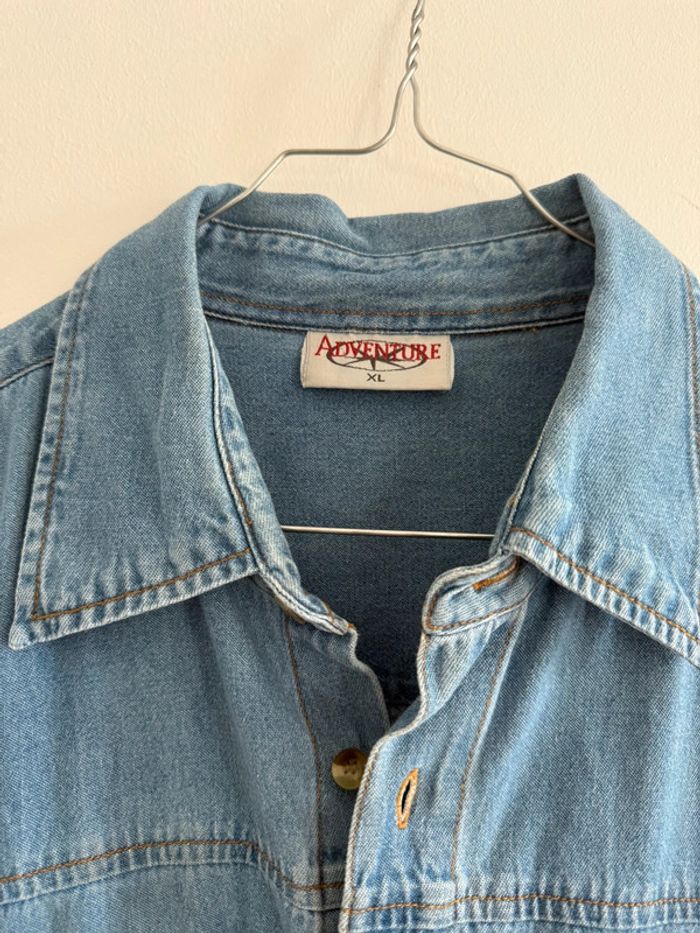 Chemise jean denim adventure vintage USA manches courte XL top état - photo numéro 4