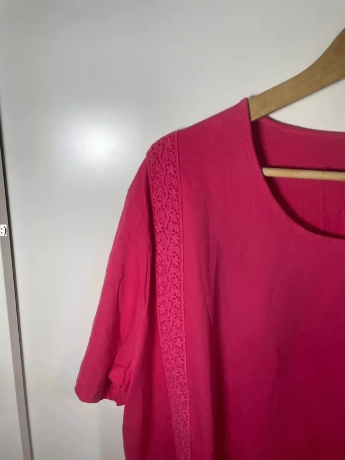 T shirt femme rose en coton taille 46 ou 48 / BPC - photo numéro 4