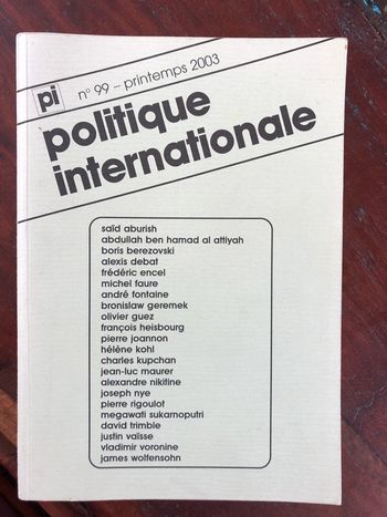 Livre "Politique internationale" n*99 - printemps 2003
