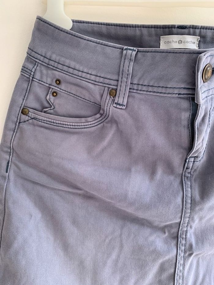 Jupe Cache Cache droite Bleu Gris Taille 38 M - photo numéro 4