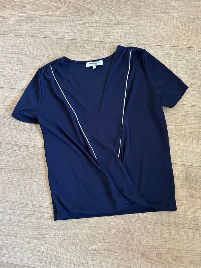 Blouse bleue marine à manches courtes Morgan taille S jamais portée - photo numéro 7