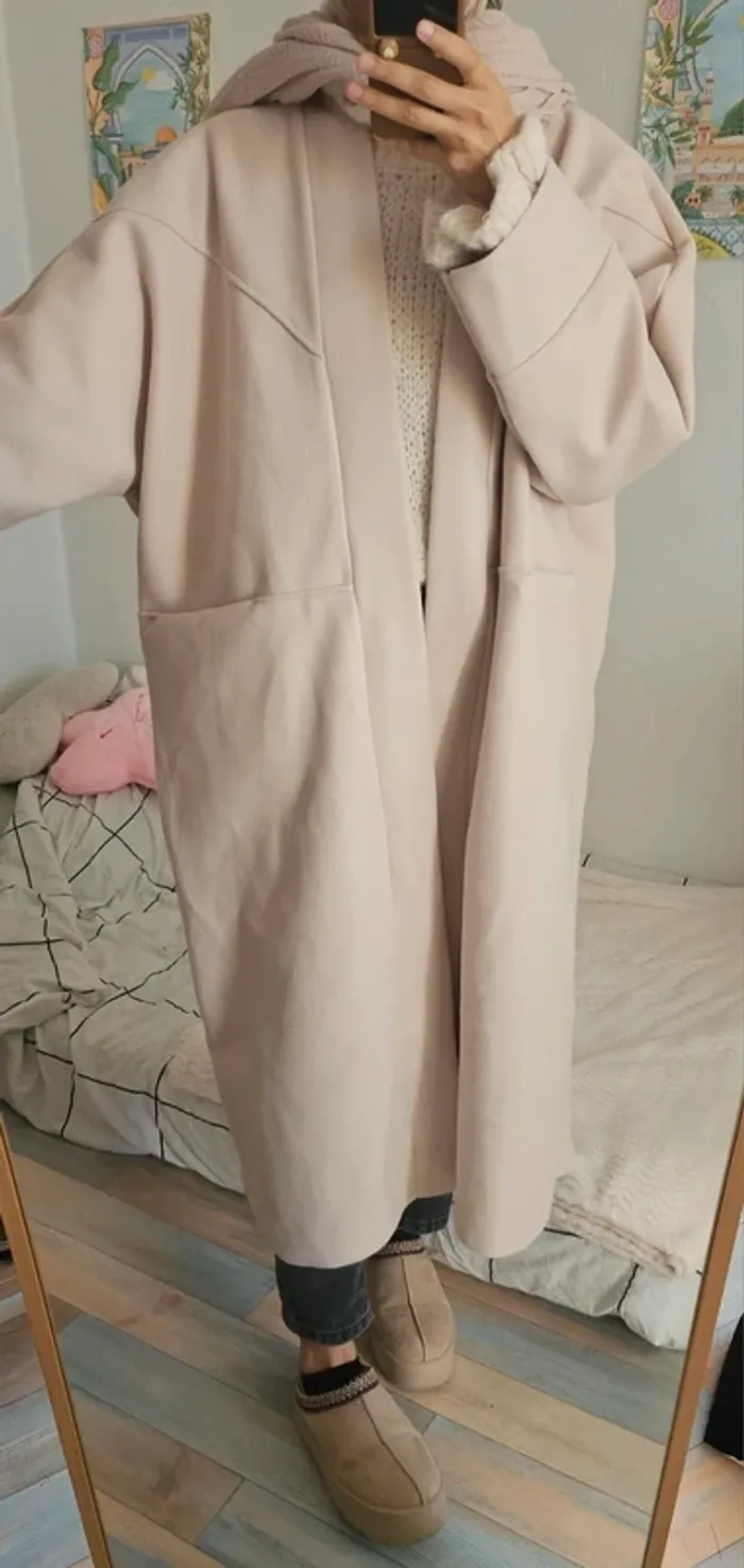 Manteau kimono avec poches crème NEUF - photo numéro 3