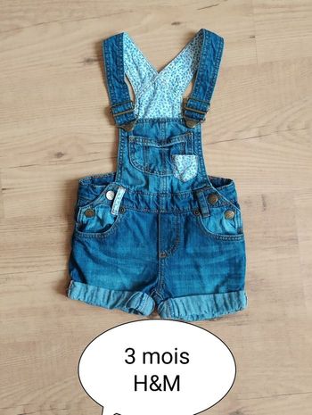 Combi short en jean h&m 2/4 mois