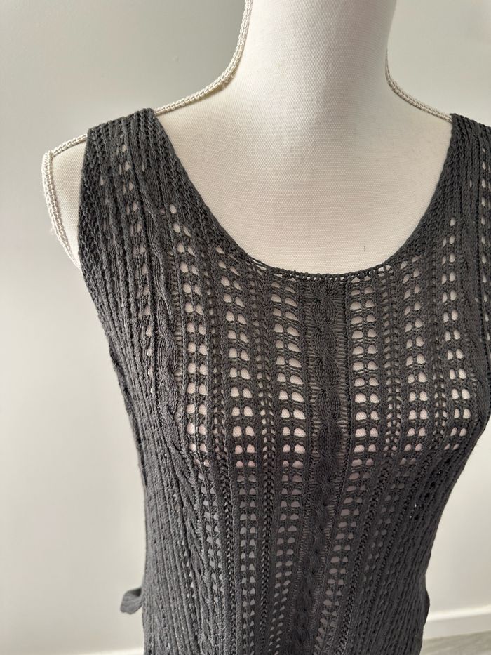 Débardeur en crochet tricot gris foncé Y2K Vintage T38 M - photo numéro 2