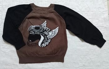 Tissaia pull coton kaki noir casque 4 ans