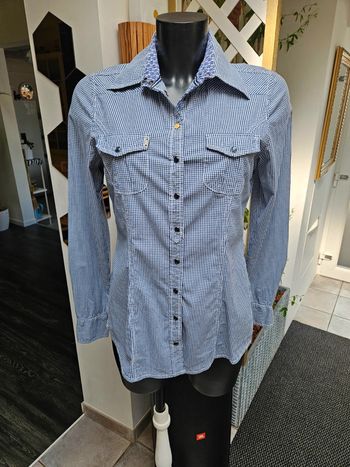 Tom Tailor chemise à carreaux bleu taille 38