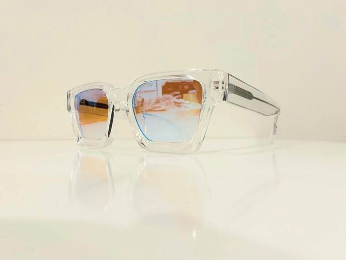 Lunette de soleil mixte rectangulaire transparente verres bleus miroités uv protection catégorie 2 - photo numéro 3