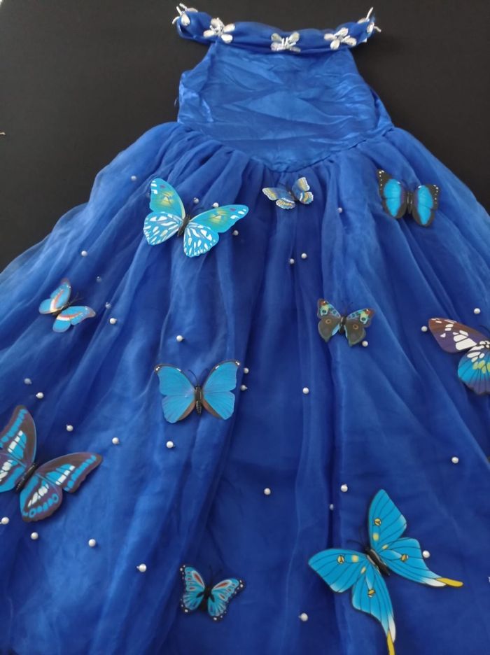 Déguisement robe princesse bleu marine papillon 5-6ans - photo numéro 2