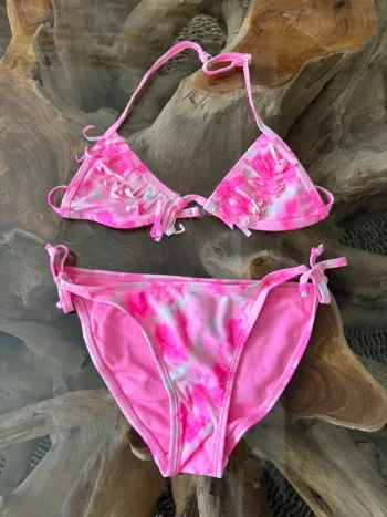 Maillot de bain 2 pièces Goldenpoint rose blanc 10 ans