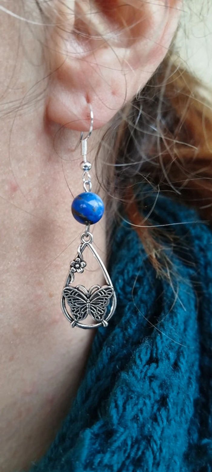 Boucles d'oreilles en Argent🦋Agate Impériale - photo numéro 2