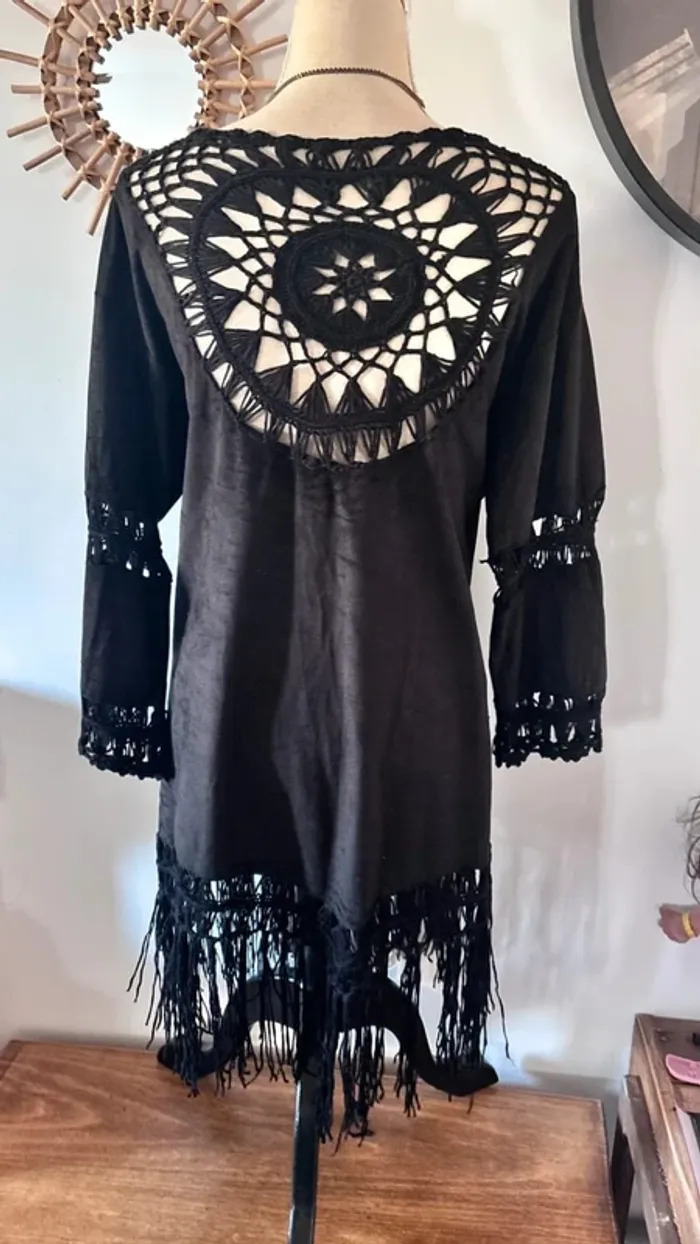 🌸 Robe de plage noire aspect peau de peche taille unique - photo numéro 7