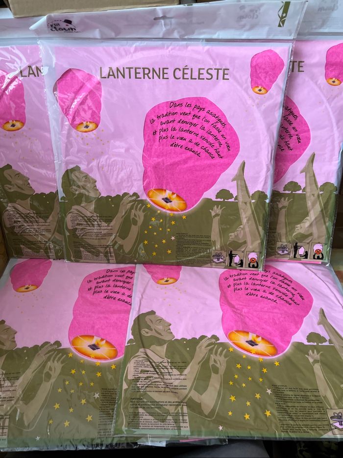 Lot 5 lanternes célestes roses 1 mètre de hauteur - photo numéro 2