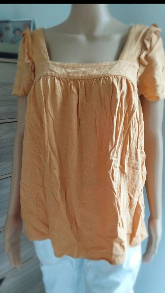 Top haut blouse orange femme taille s - photo numéro 5