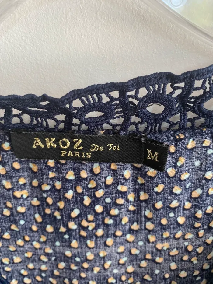 Blouse akoz de toi paris marine imprimer moutarde bleu ciel - photo numéro 6