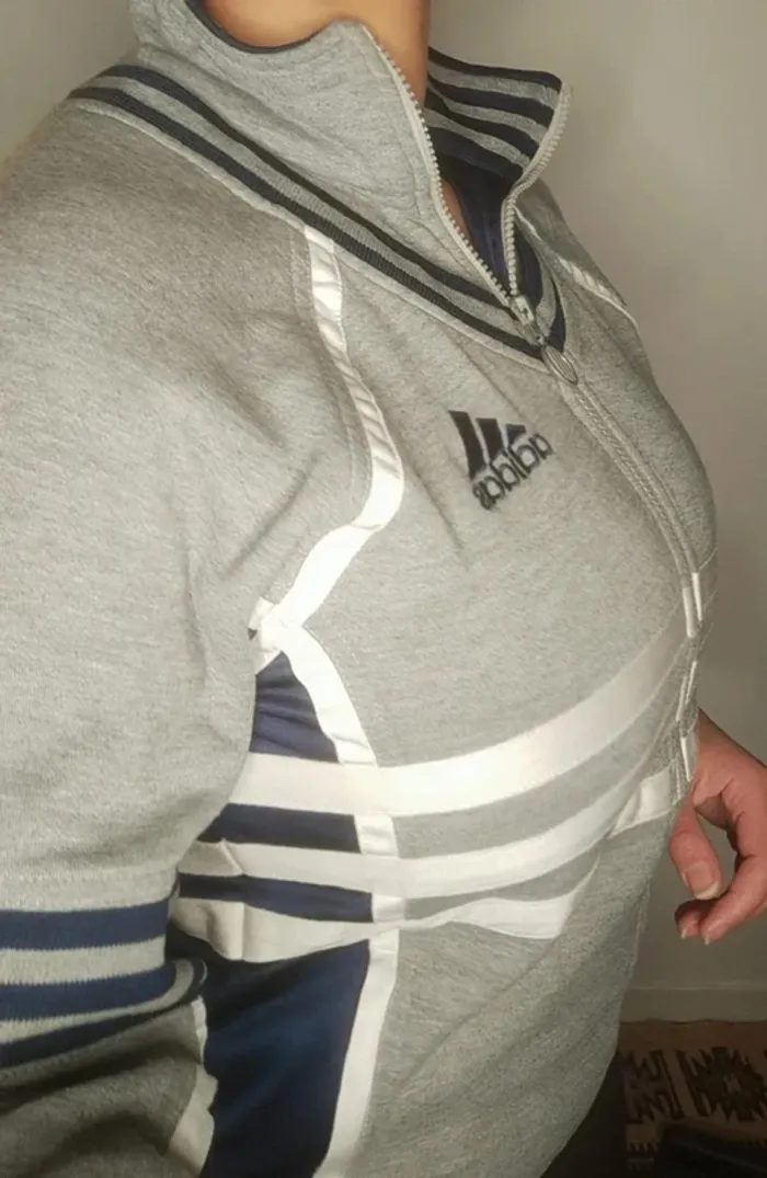 Sweat zippé Adidas gris, enfant, unisexe - photo numéro 11