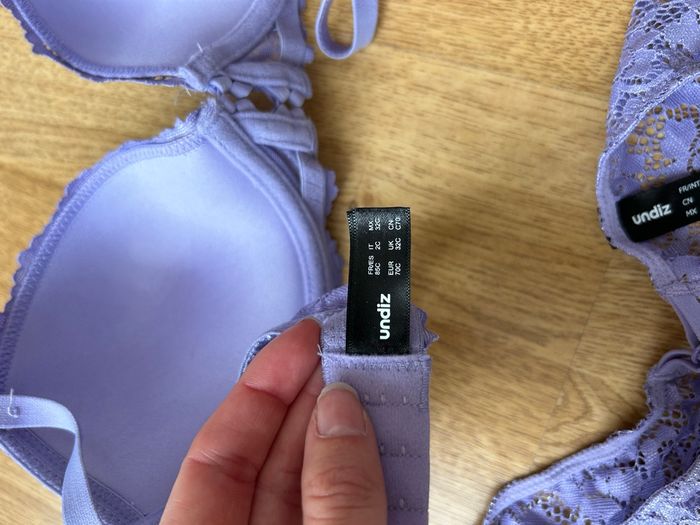 Ensemble soutient gorge + tanga undiz  mauve paillettes - photo numéro 3