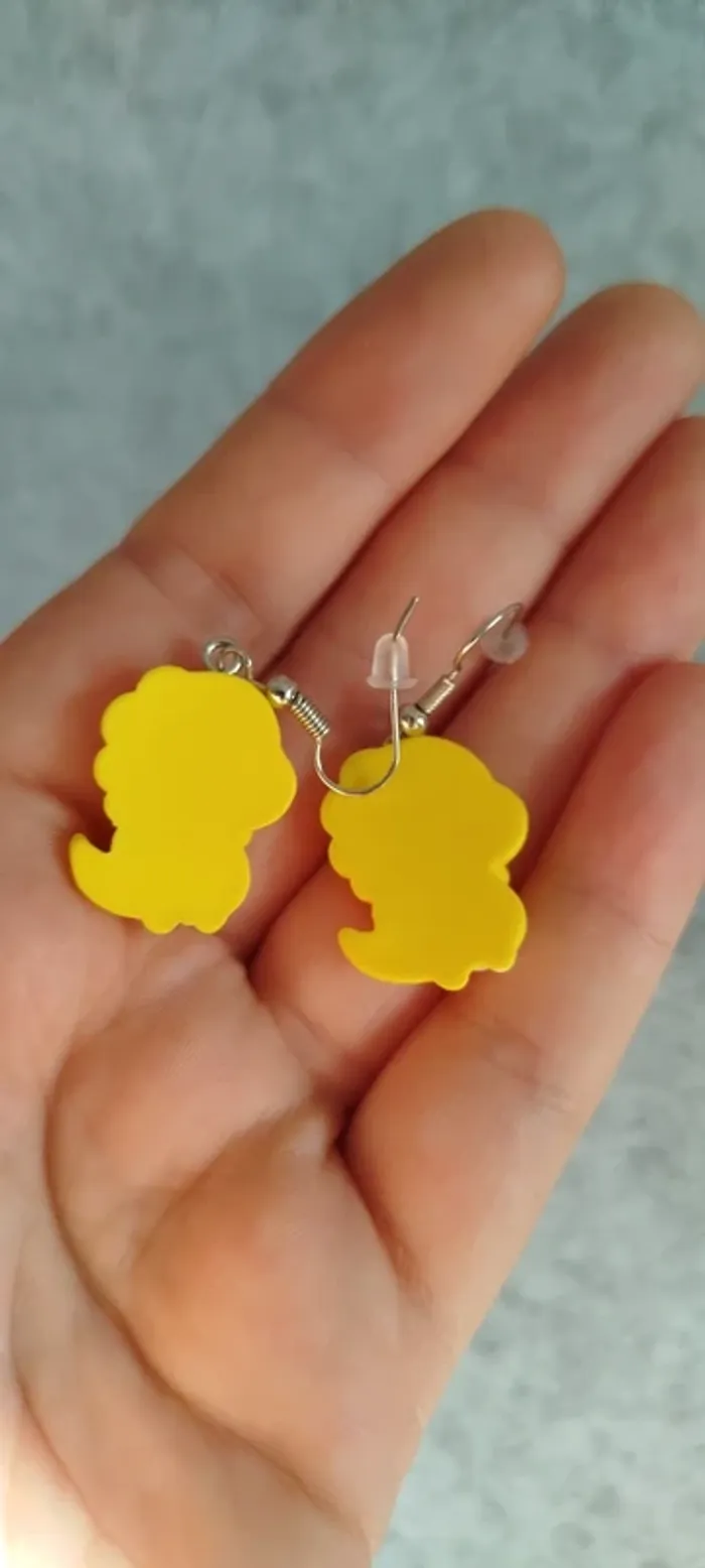 🍄 Boucles d’oreilles ▪ dinosaure kawaii jaune - photo numéro 3