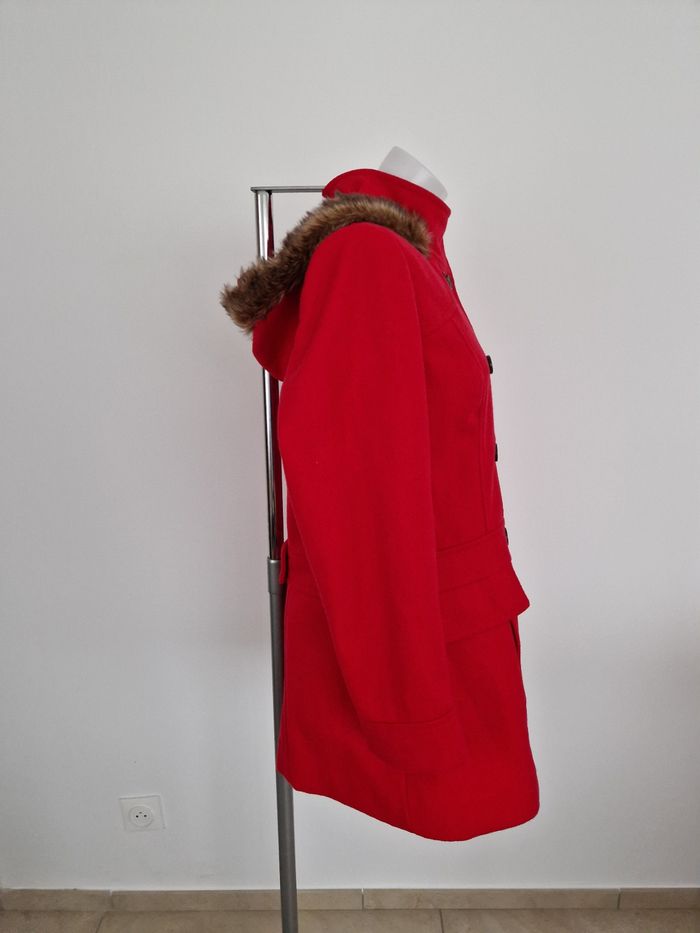 Veste rouge à capuche moumoute, Phildar - photo numéro 5