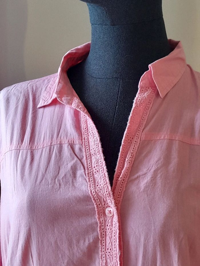 Chemise rose Vintage taille m broderie