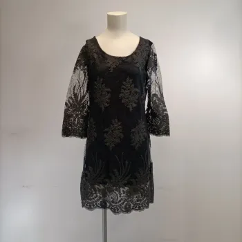 Robe Noir Dentelle Manches longues transparentes - M - Amélie & Amélie
