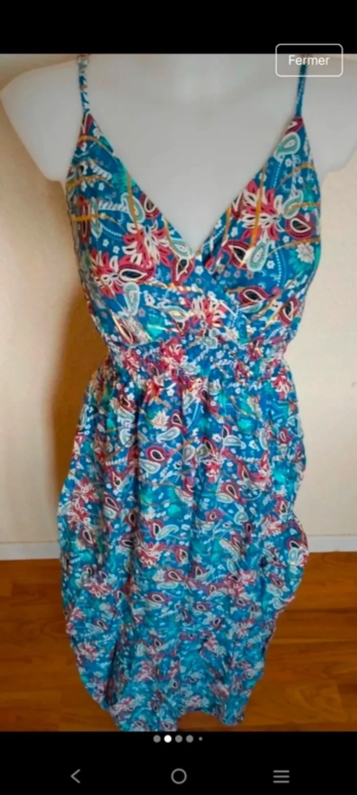 Sublime robe longue femme été avec dorures taille 36 38 S M - photo numéro 2