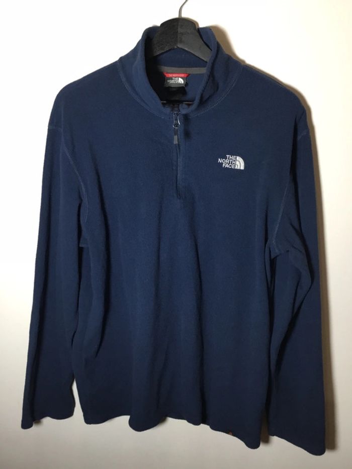 Pull 1/4 zip polaire pour homme The North Face bleu marine taille L 084