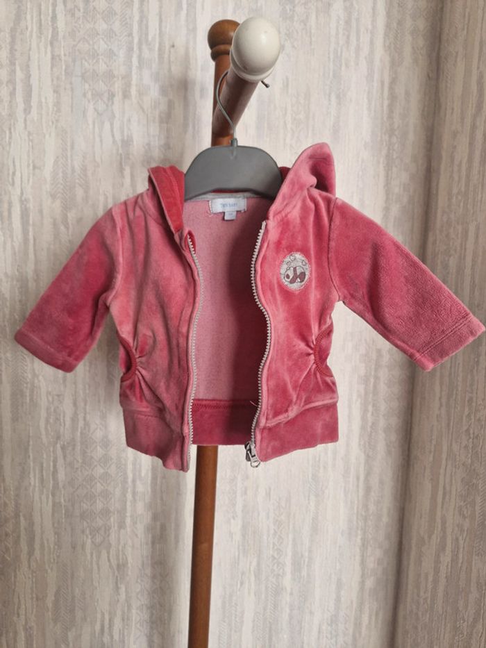 Gilet zippé capuche bébé 3 mois Tex baby Coton Polyester - photo numéro 2
