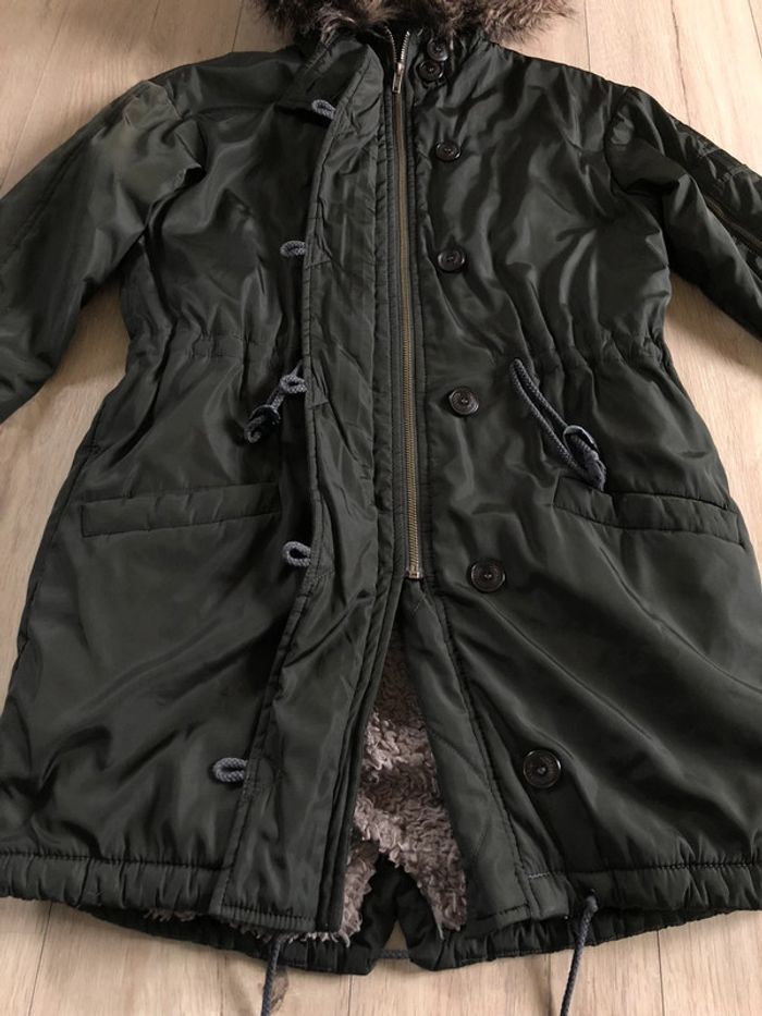 Manteau chaud long kaki Mango XS - photo numéro 7