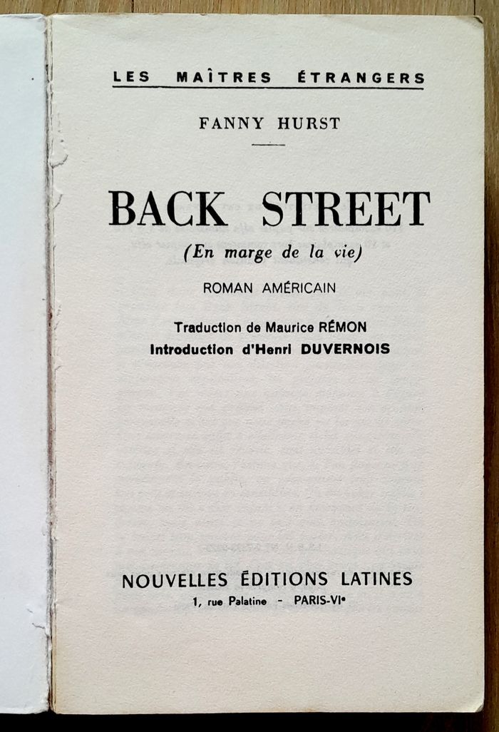 Fanny Hurst - Back street en marge de la vie - photo numéro 5