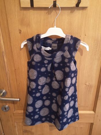 Robe chaude d'hiver en bleu à pois gris Filou & Friends 4 ans