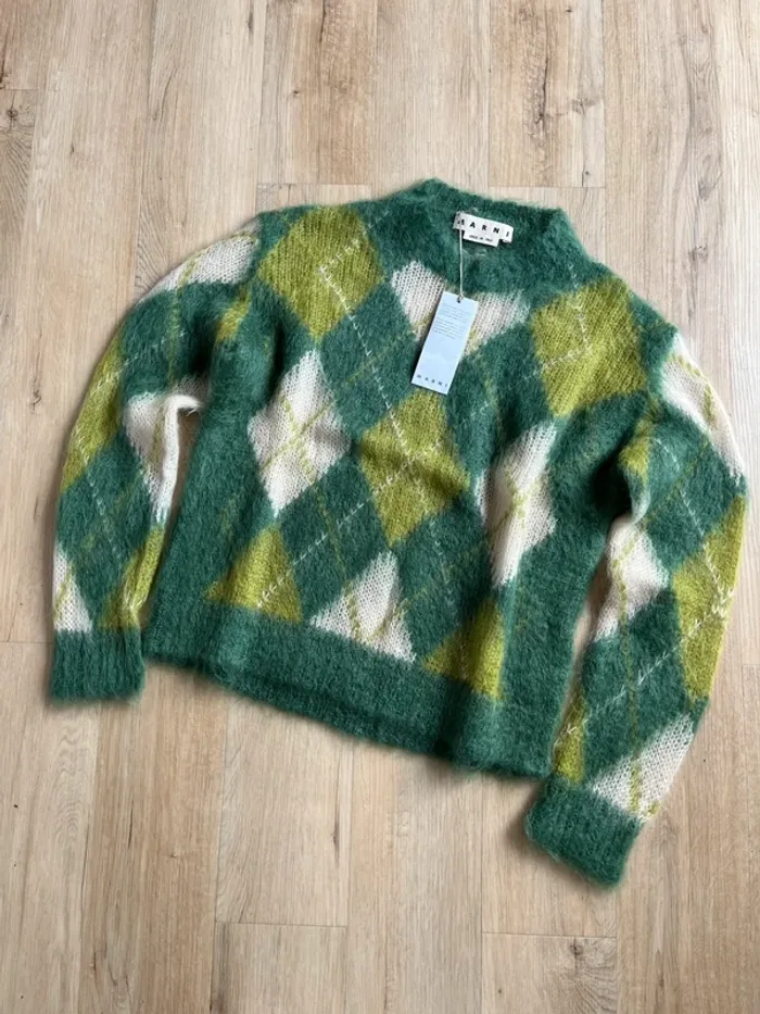 Pull Marni Mohair Argyle Fuzzy Made In Italy Taille 48 / M