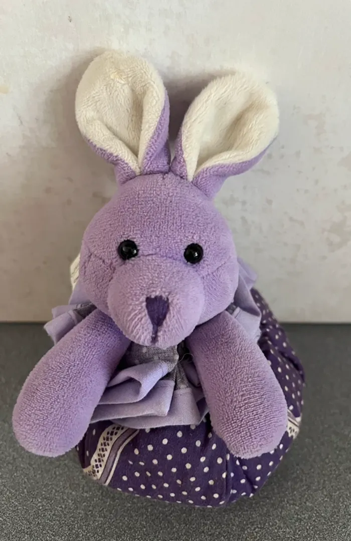 Lot de 2 aumônières lavande lapin et ourson porte clé Esprit Provence - photo numéro 2