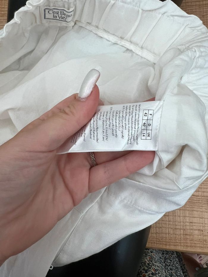 Short taille 42 XL blanc c’est beau la vie neuf été - photo numéro 4