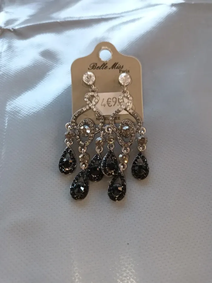 Boucle fantaisie pendante argenté