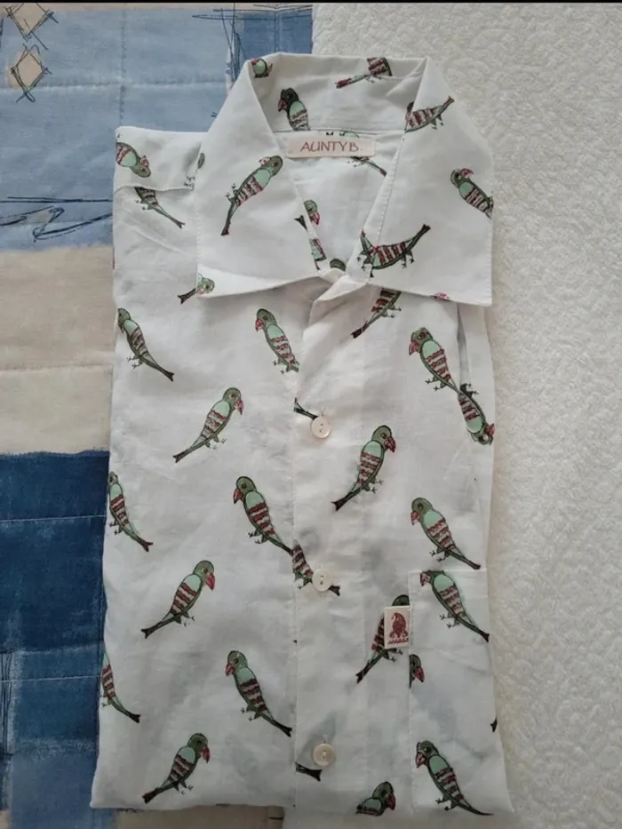 Chemisier Blanc Femme taille M Oiseaux Aunty B Camisa Blanca muher talla M