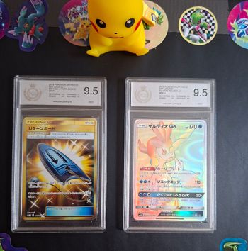 Lot 2 cartes pokemon Gradées PGS 9,5 Keldeo GX 064/054 et  Trainer's 067/054  de sm10b  Jap