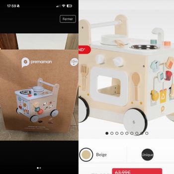 Chariot de marche en bois neuf