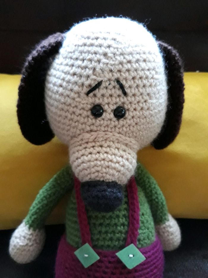 Peluche chien 41 cm fait main - photo numéro 2