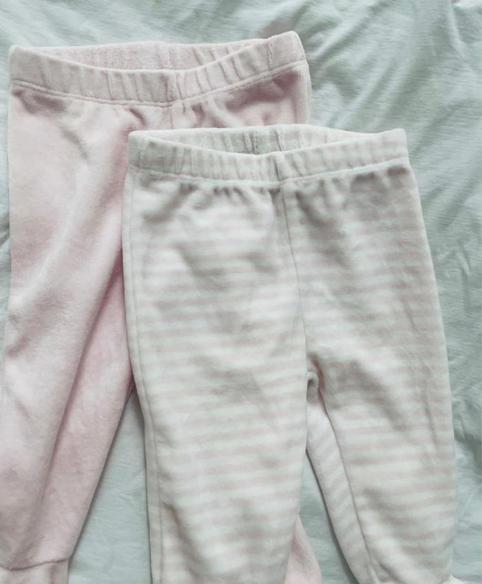 Lot de deux pantalons avec pieds effet velours taille 6 mois - 68 cm - photo numéro 8