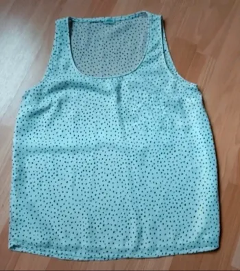 Top débardeur blanc pois noirs léger voile