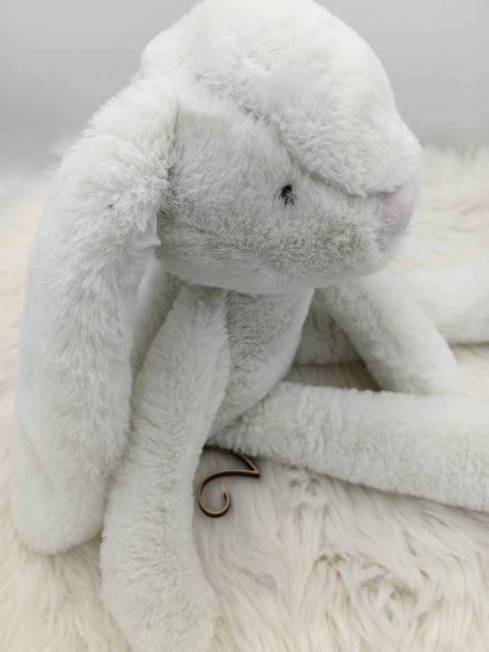 Doudou peluche lapin blanc cassé - photo numéro 4